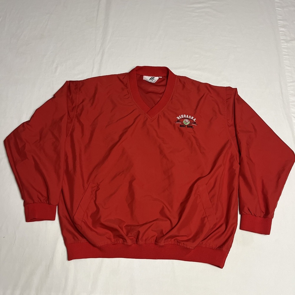 Vintage 2002 Rose Bowl Nebraska Windbreaker Pullover V-neck Football Size XL